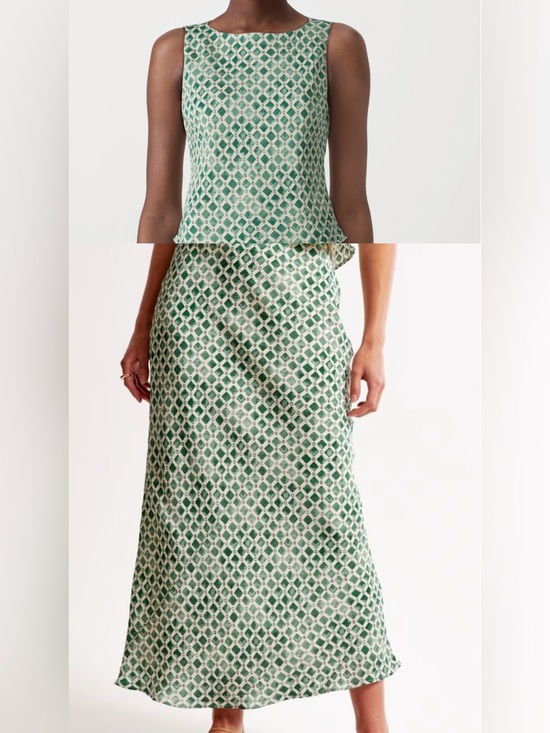 Abercrombie & Fitch Dresses & Skirts - Abercrombie & Fitch Green Geometric Tile Top & Maxi Skirt Set